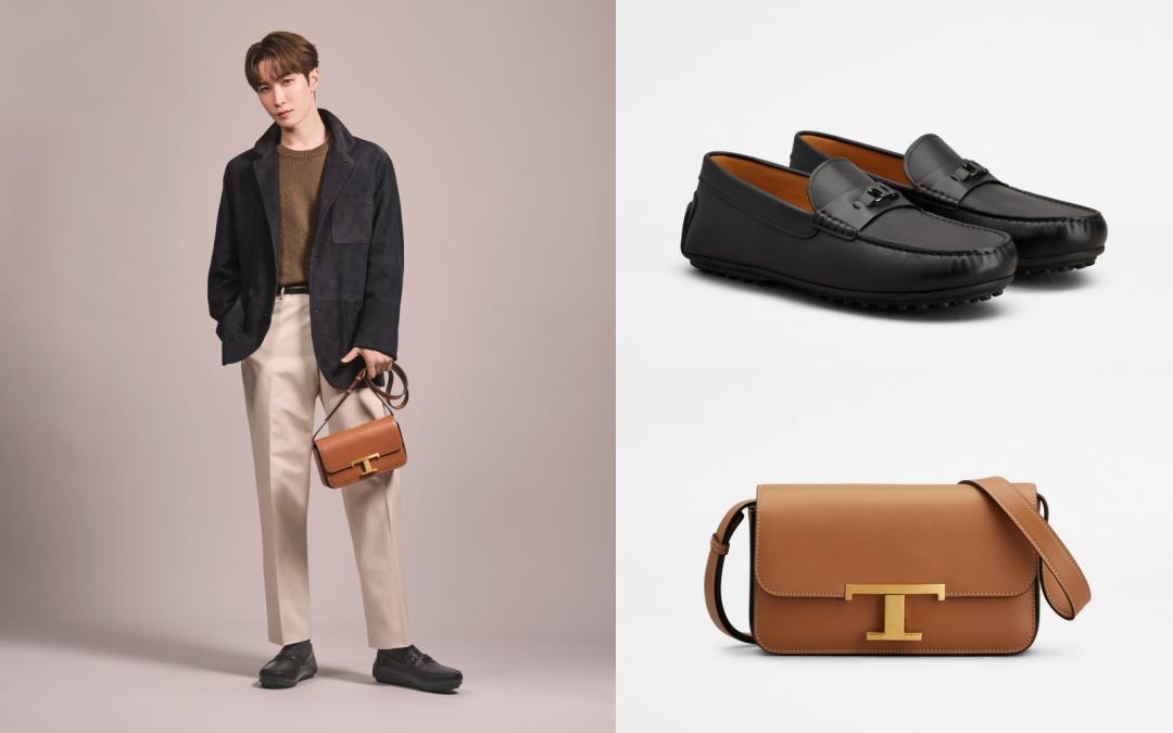 首波形象照以內斂質感氣質呈現，聚焦經典之作CITY GOMMINO男士膠底豆豆鞋（NT$29,900）與T TIMELESS斜背包（NT$69,900）。