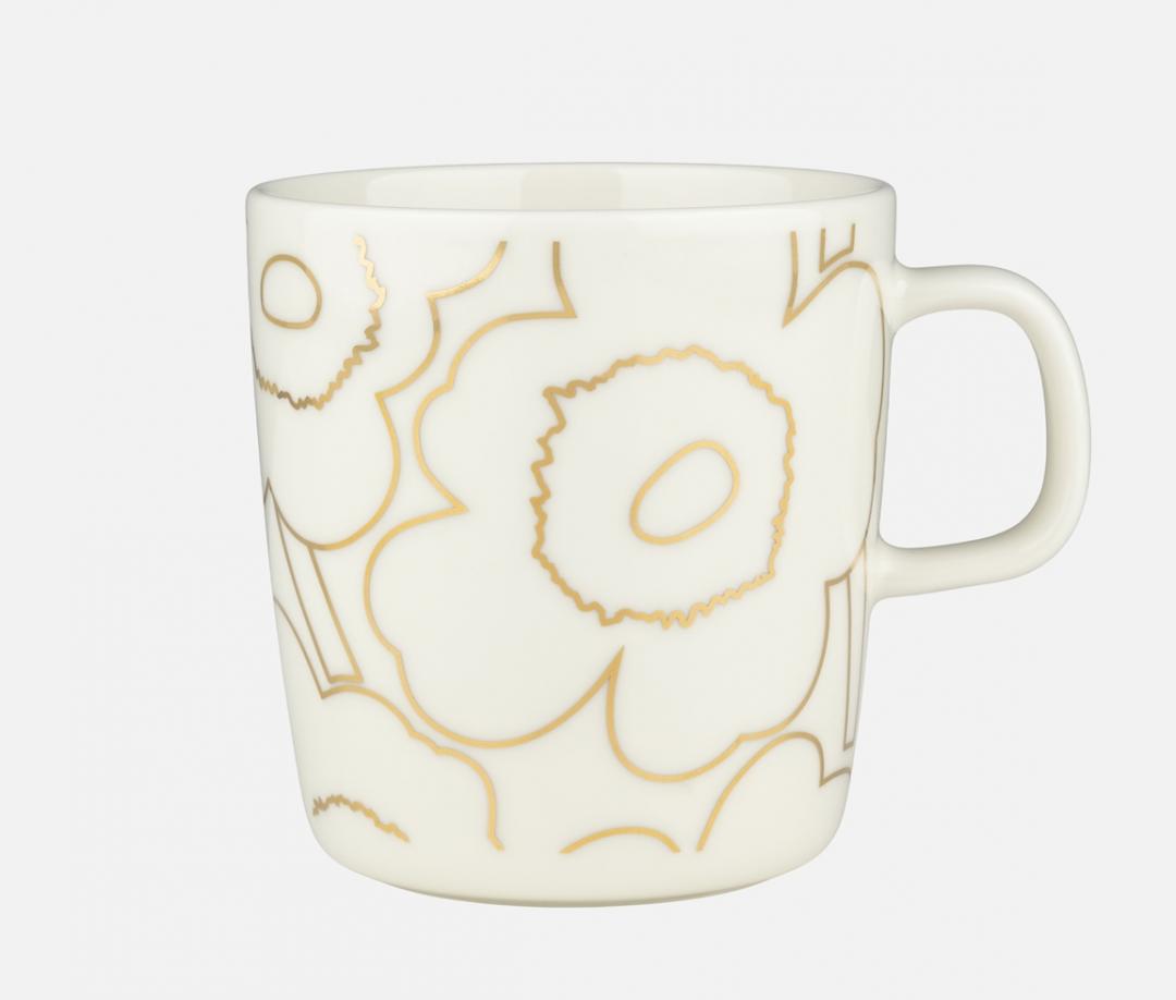 Marimekko 金線勾勒Unikko游霓可印花馬克杯，1,590元。