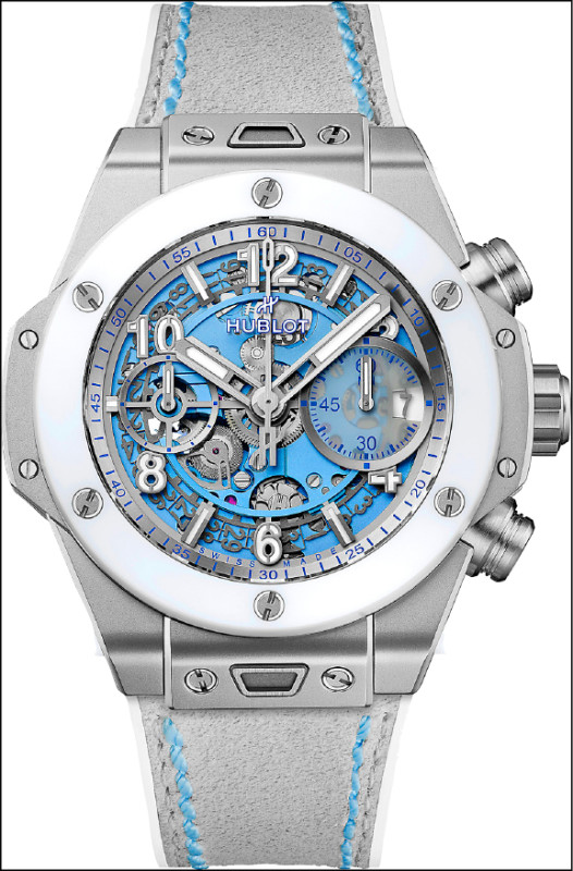 Big Bang Unico冬季鈦金陶瓷計時碼錶，微噴砂鈦金屬錶殼，防水深度100米，全球限量200只，每只817,000元。