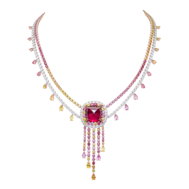 Belle Dior Pain de Sucre 紅碧璽項鍊。（Dior提供）