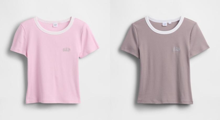 日本設計春季女裝（左起）Gap Logo羅紋短版T恤，售價NT$799元。