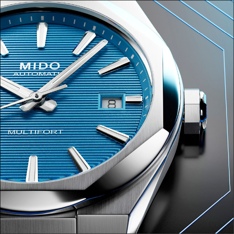 八角錶殼搭配水平紋理錶盤，展現幾何工藝美學。