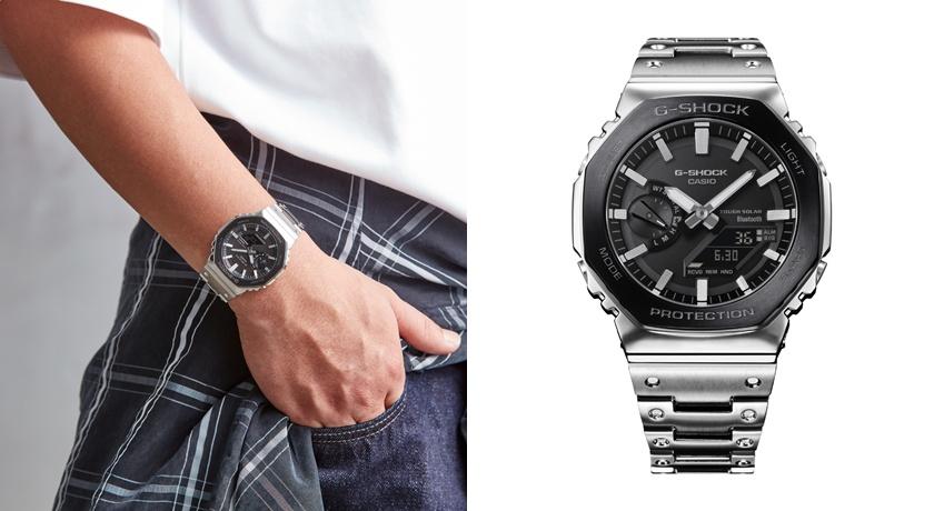 G-SHOCK Full Metal新作以黑顏配色展現帥氣，GM-B2100BT-1A錶款，18,500元。(G-SHOCK提供，以下同)