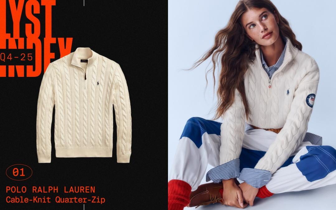 Polo Ralph Lauren半拉鍊毛衣成為2025最終季熱門單品第一名。