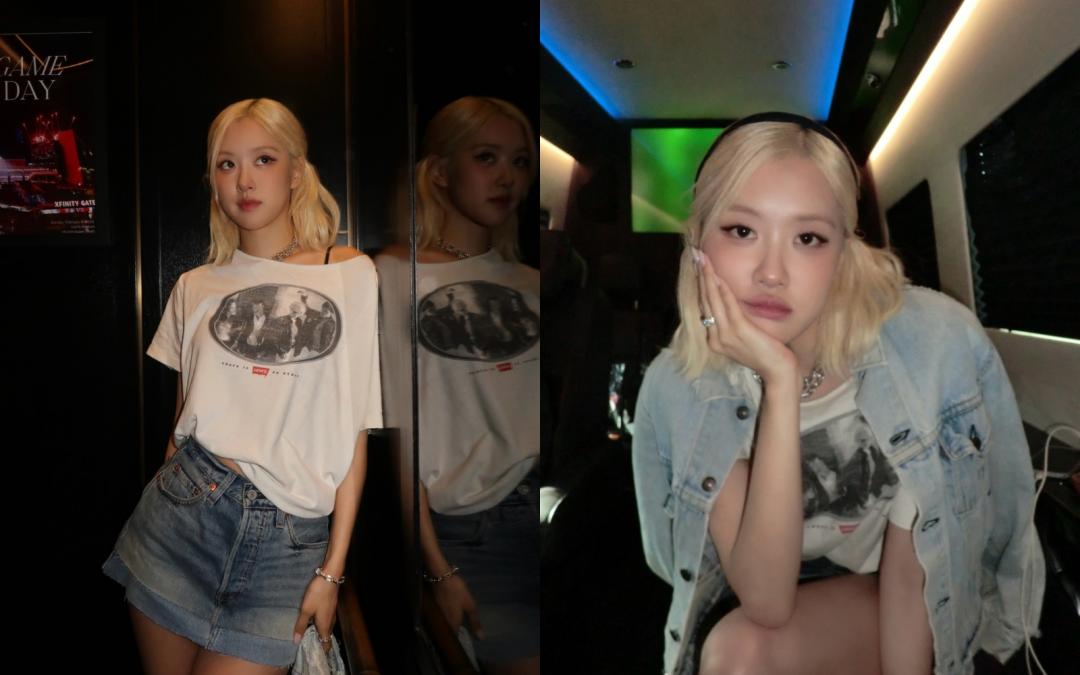 Rosé觀賽造型簡約有態度。