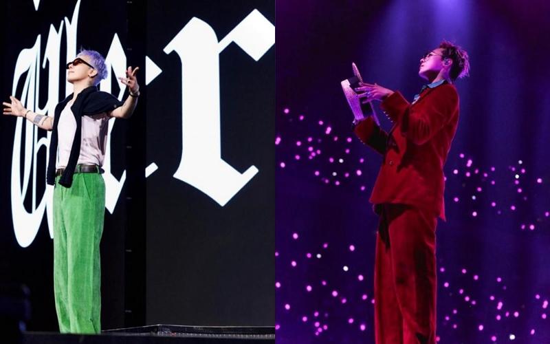 GD在去年台北小巨蛋演唱會上，一連穿上多套Valentino的服裝，展現時尚復古魅力。（Valentino提供）