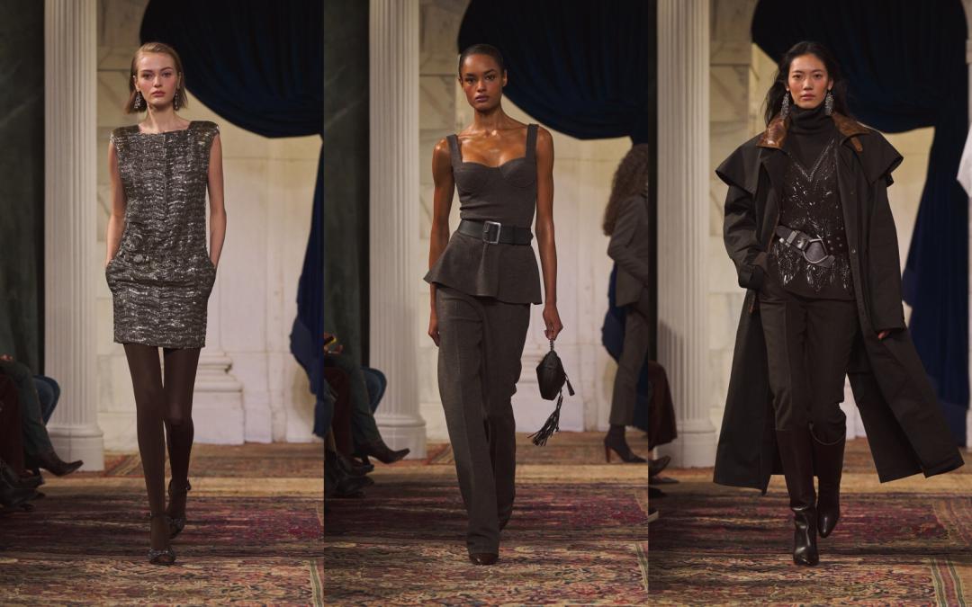 新作以精湛的剪裁與復古的氛圍為基礎，束腹設計、金屬鏈甲以及搶眼的墊肩元素，為本季強調的矛盾美學建構出時髦框架。