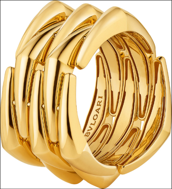 Bvlgari Eternal Vimini黃K金五環戒指。