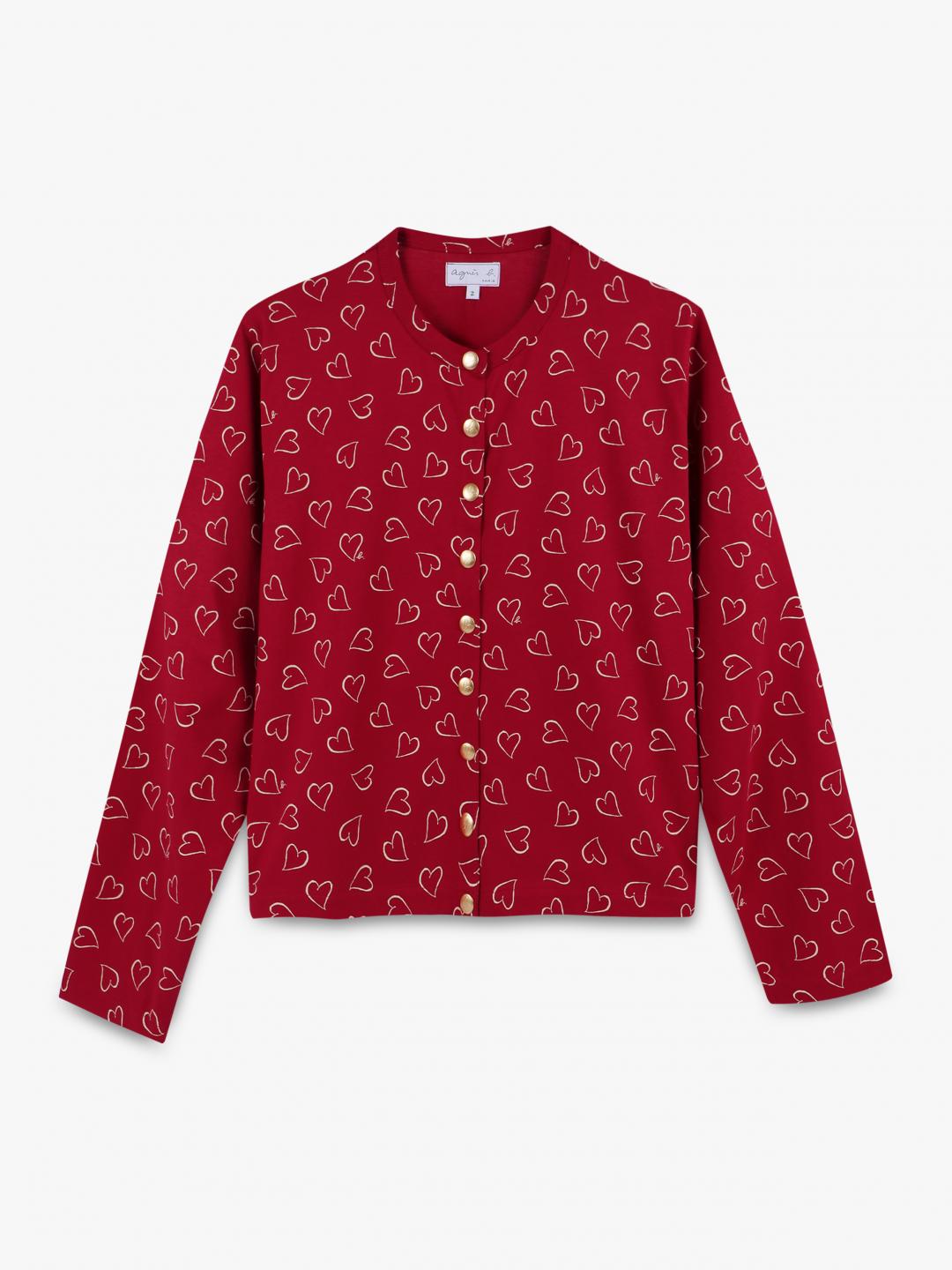 agnès b.限定愛心印花開襟衫，8,280元。