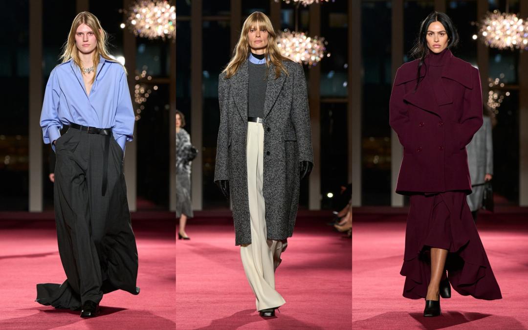 多種面料被重新演繹，加入拖尾的西裝褲，讓都會風格多了幾分華麗。