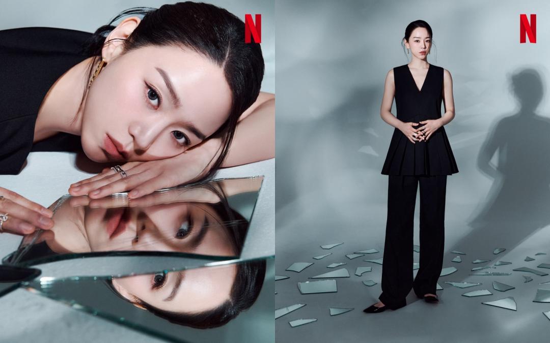 黑化的申惠善，在畫報中以西裝造型呈現經典時髦的風格。