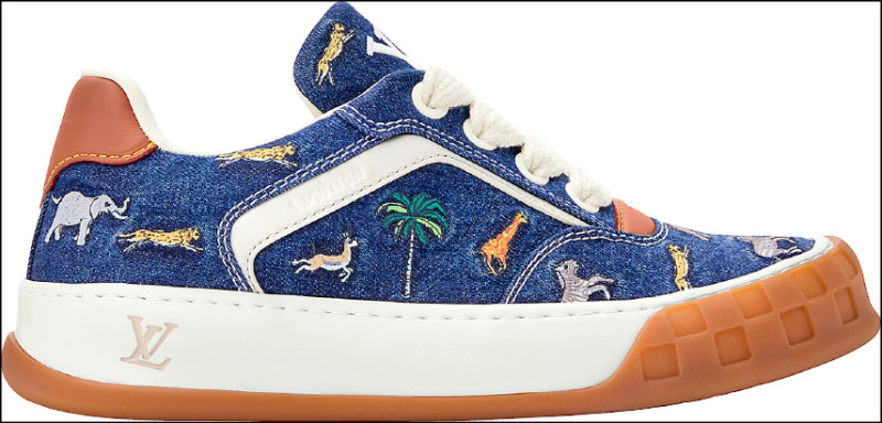 LV Tilted刺繡丹寧運動鞋，65,000元。