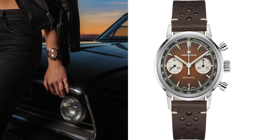 漸層煙燻錶盤增添質感，棕色款，70,000元。