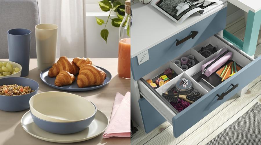 (左)VITABBORRE杯子原價29元、特價9元；(右)JÄTTEBJÖRN收納盒，原價199元、特價99元。