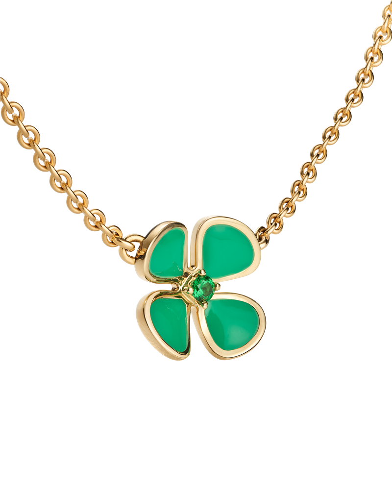 Diorette 18K金彩漆幸運草造型項鍊。（Dior提供）