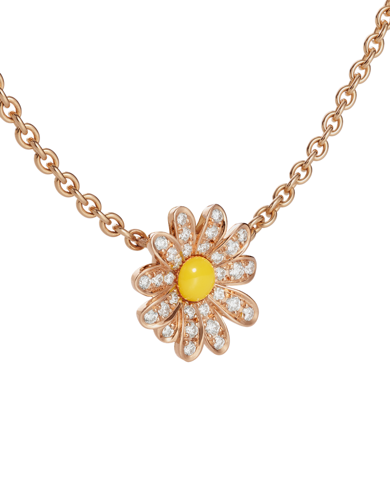 Diorette 18K金彩漆雛菊造型項鍊。（Dior提供）