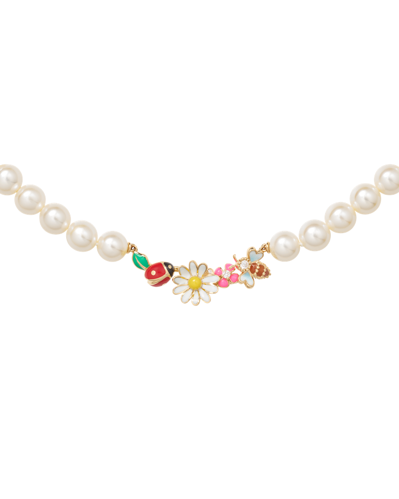 Diorette 18K金彩漆珍珠項鍊。（Dior提供）