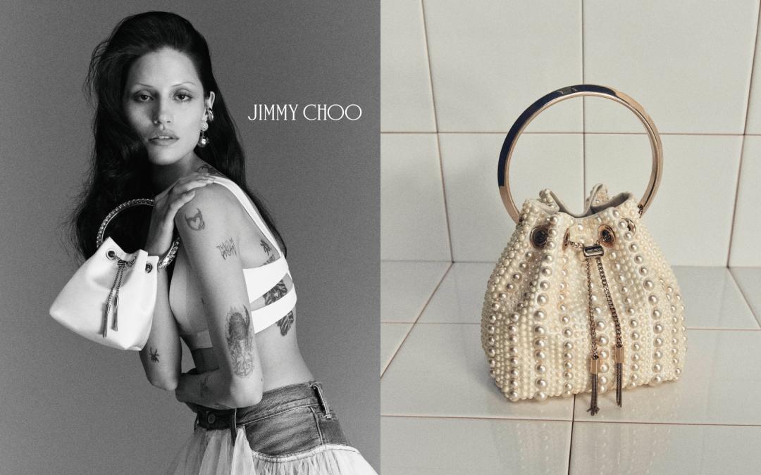 BON BON水桶包也以珍珠鋪排重塑華麗質感。