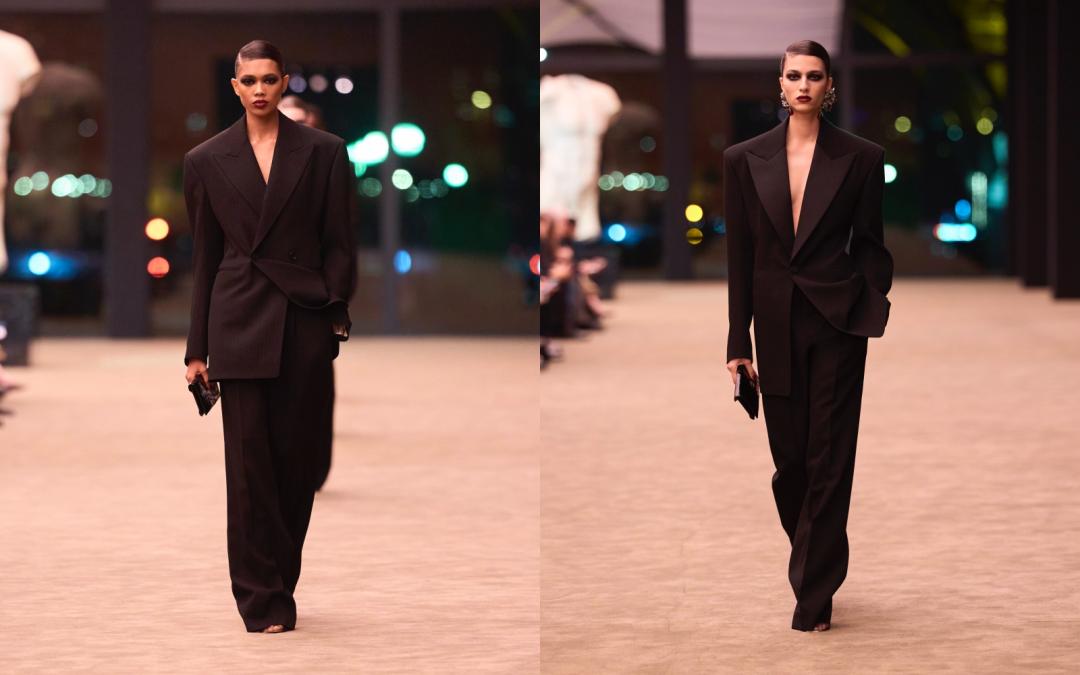 開場與謝幕均為寬版的鬆弛感西裝。