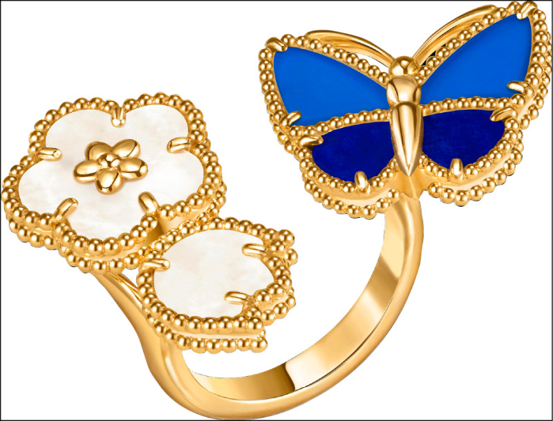 活潑的Between the Finger指間戒是梵克雅寶的經典設計，271,000元。