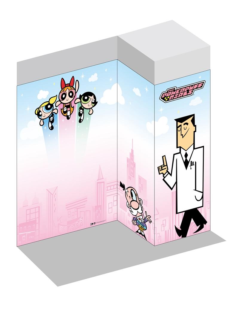 手機一定會狂拍的尤教授與飛天小女警背板。（華納兄弟提供）