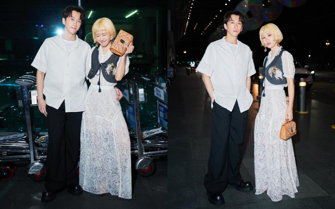 Lulu與陳漢典都穿白色系，呈現婚紗照既視感。