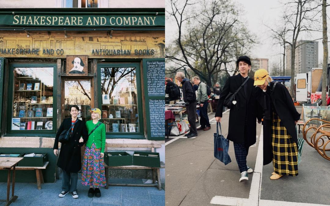 提早飛往巴黎的Lulu與陳漢典，多日來的穿搭都有偷搭成情侶裝放閃。