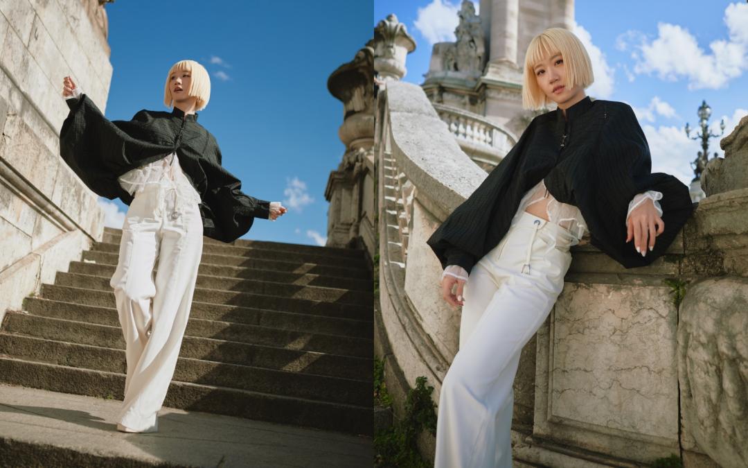 Lulu這身黑白搭造型，柔美又不失率性風格。