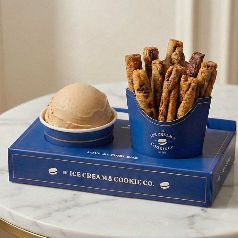 The Ice Cream&Cookie Co.創意甜點「冰淇淋配薯條餅乾」，將軟餅乾做成薯條造型，外酥內軟可搭配冰淇淋享用，188元。（The Ice Cream&Cookie Co.提供）