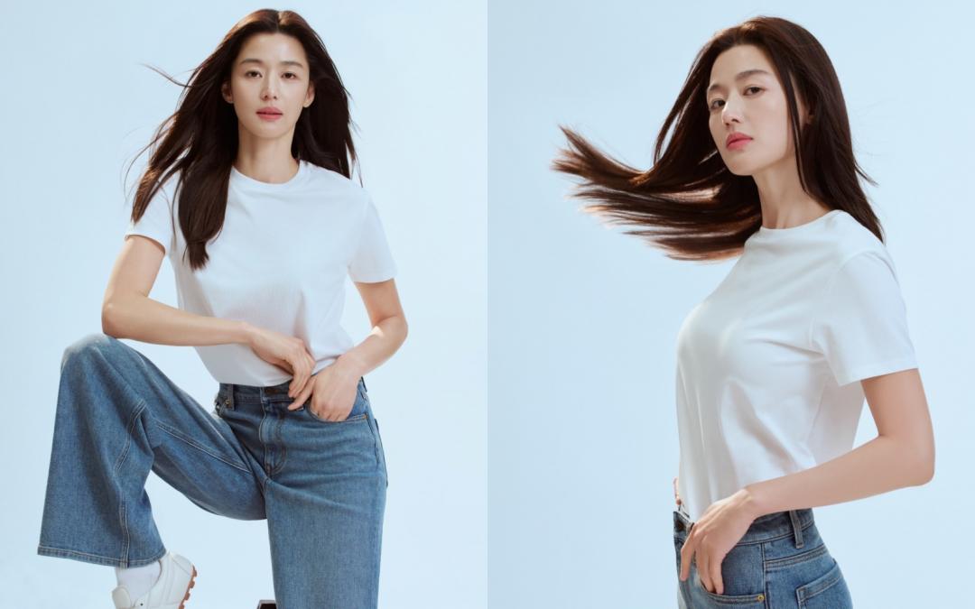 白T搭配丹寧褲，日常單品也能穿出時髦感。