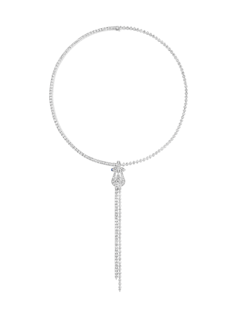 FRED Force 10「FRED Hero Cut」項鍊，白金材質鑲嵌密鑽，展現品牌經典航海扣設計。（FRED提供）