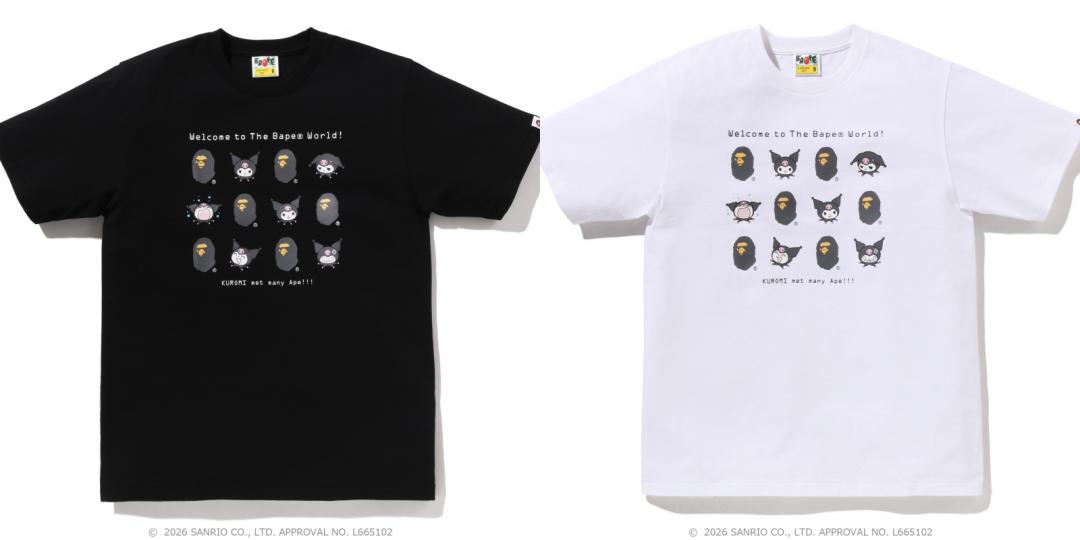 BAPE®ＸKUROMI TEE，售價 （女裝）NT$3,039元、（童裝）NT$1,999元。