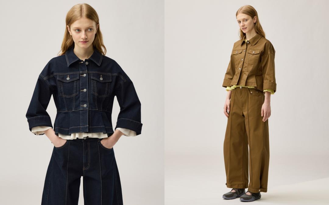 裙擺短版外套（NT$1790）、羅紋荷葉開襟外套（NT$990）與氣球褲（NT$1,290）。