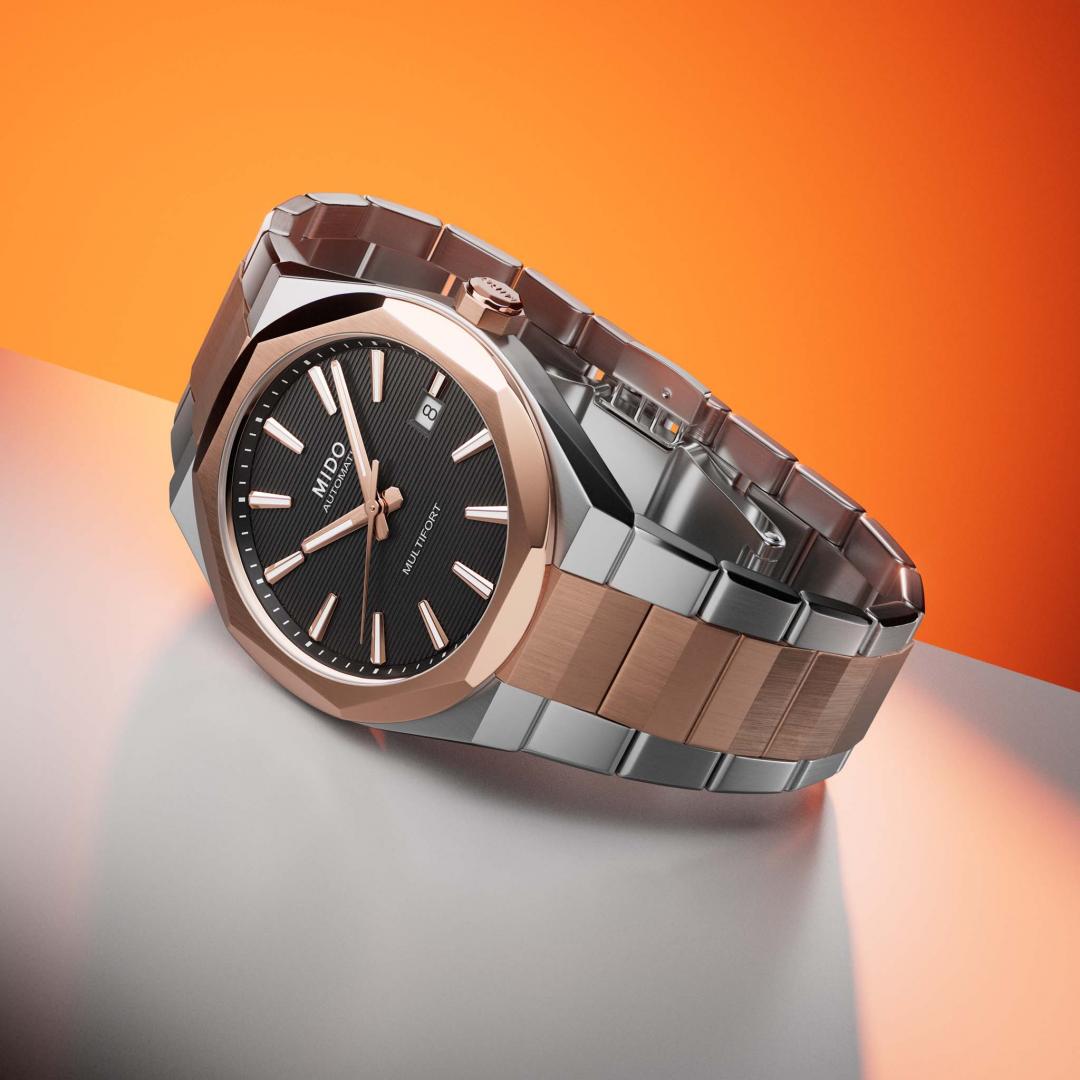 MIDO Multifort 8 One Crown雙色金款式，33,700元。(MIDO提供，以下同)