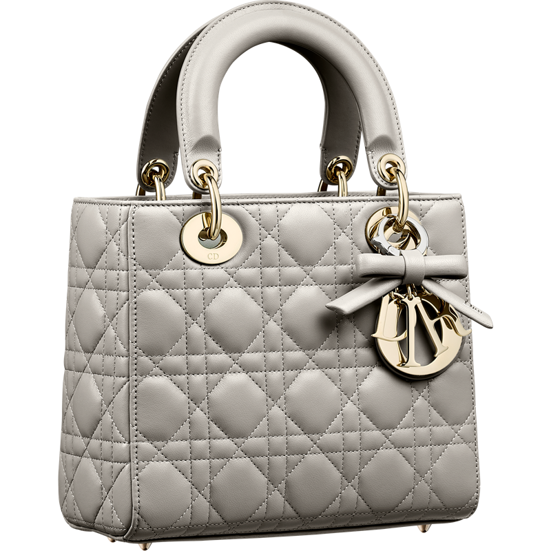 Lady Dior石灰色蝴蝶結籐格紋小羊皮小型提包，215,000元。（Dior提供）
