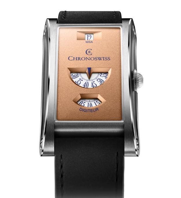 Chronoswiss Neo Digiteur Sand機械腕錶，4N金色噴砂面盤，475,000元，限量99只。