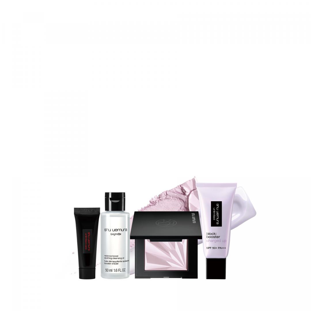 shu uemura無極限亮白防曬蜜粉餅組，特價3,420元，價值4,588元，新光三越獨家，75折。