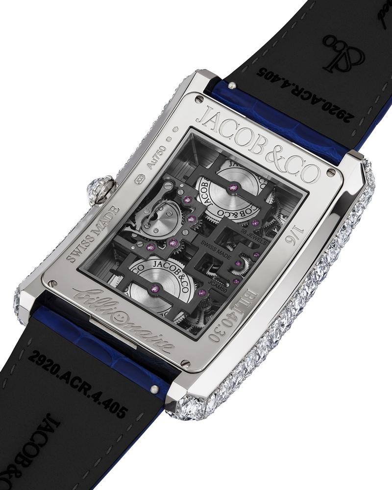 透過藍寶石底蓋展現JCAM50手動上鍊機芯結構。（Sincere Haute Horlogerie提供）