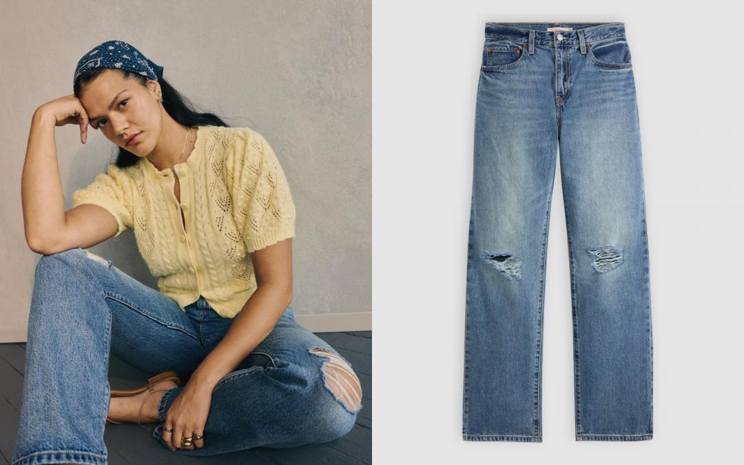 女裝Easy Dad寬鬆直筒刷破丹寧褲，售價NT$4,390元。 