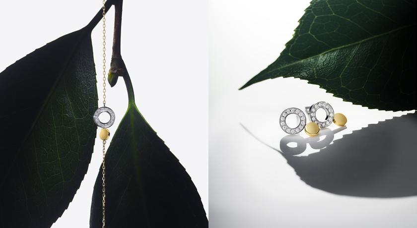 (左)AHKAH elements duo手鍊，25,300元；(右)AHKAH elements duo耳環，單只17,200元。