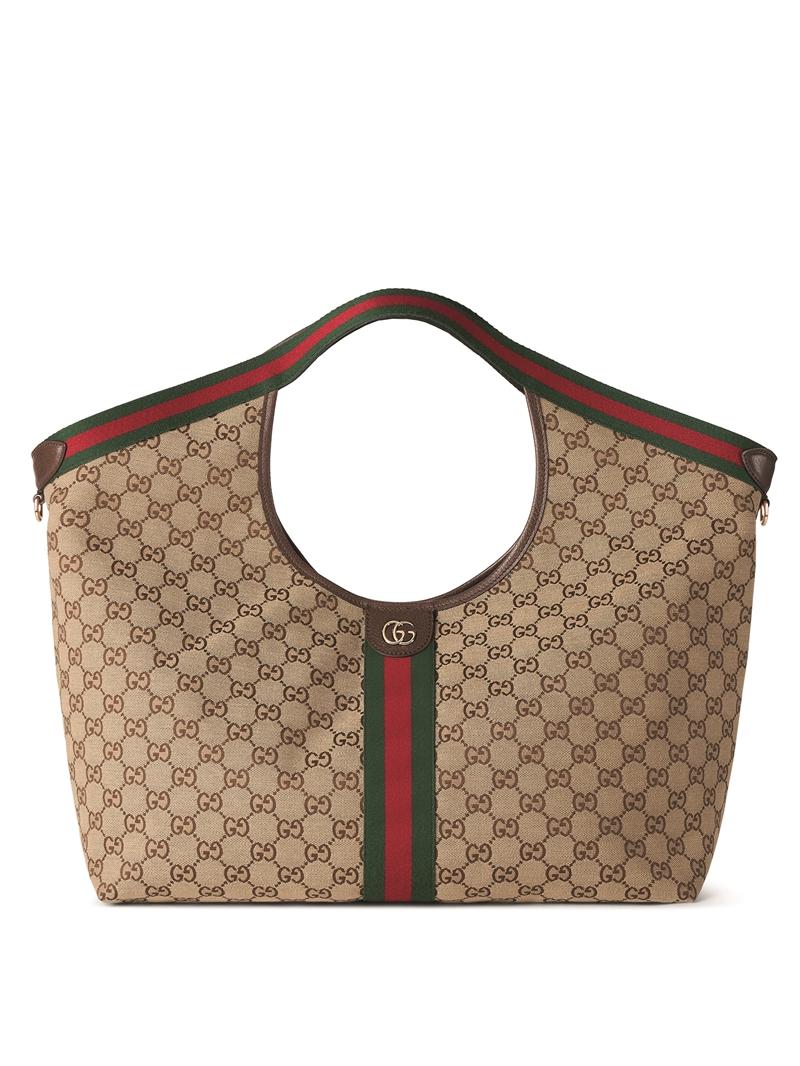 Giglio 卡其色GG帆布大尺寸托特包，72,500元。（GUCCI提供）
