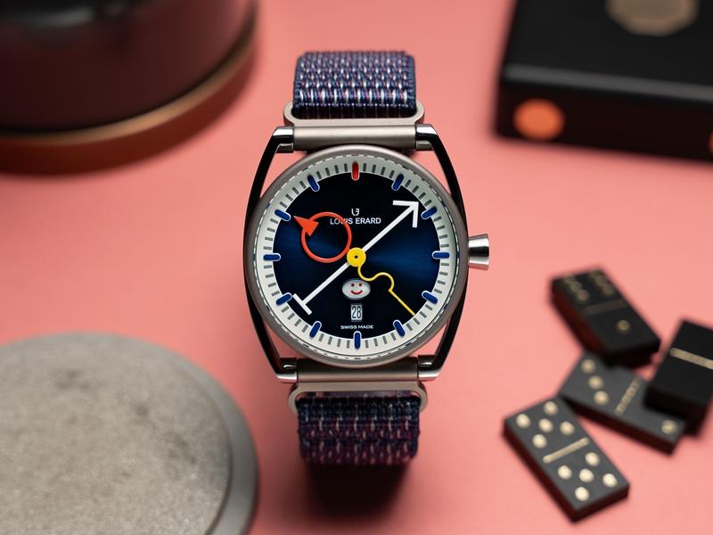 Louis Erard x Alain Silberstein Smile-Day  藍色款，186,800元，每年限量250只。（Louis Erard提供）