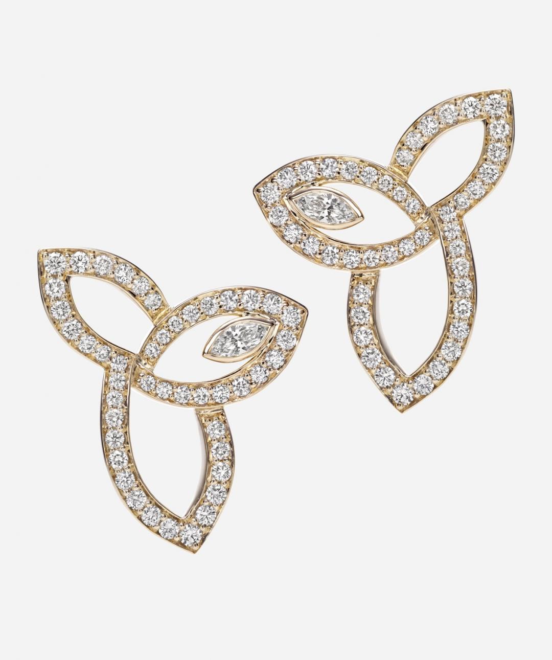 Harry Winston Lily Cluster 18K黃金鑽石耳環，價格店洽。