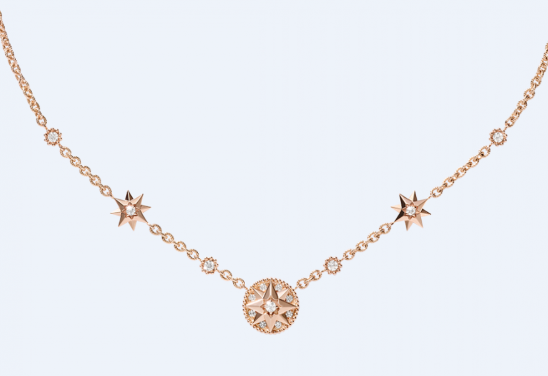 Dior Rose des Vents玫瑰金鑲鑽項鍊，價格店洽。