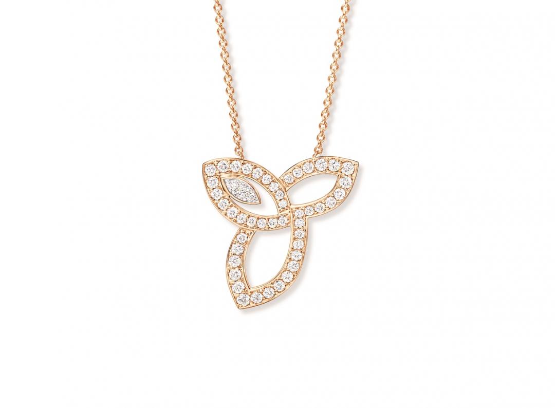 Harry Winston Lily Cluster 18K玫瑰金鑽石墜鍊，價格店洽。