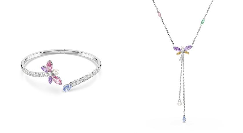 Ariana Grande x Swarovski手鐲7,300元、Y字形項鍊7,300元。（SWAROVSKI提供）