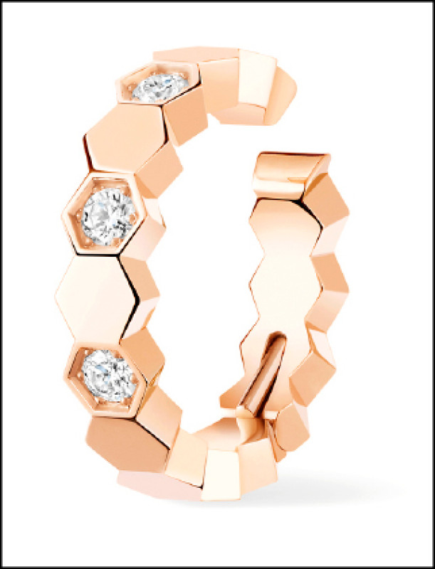 Bee de Chaumet 18K玫瑰金中型耳骨夾，鑲嵌明亮式切割鑽石，148,000元。