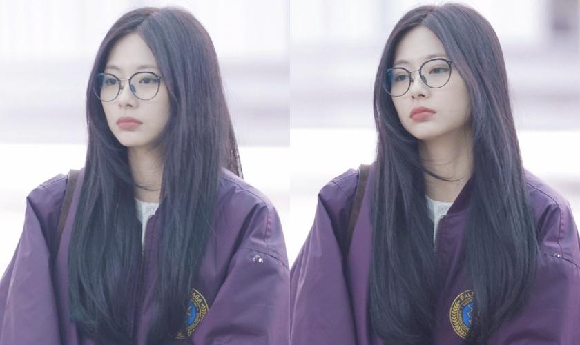 嘟嘴厭世臉的子瑜依舊可愛。(翻攝自Weibo)