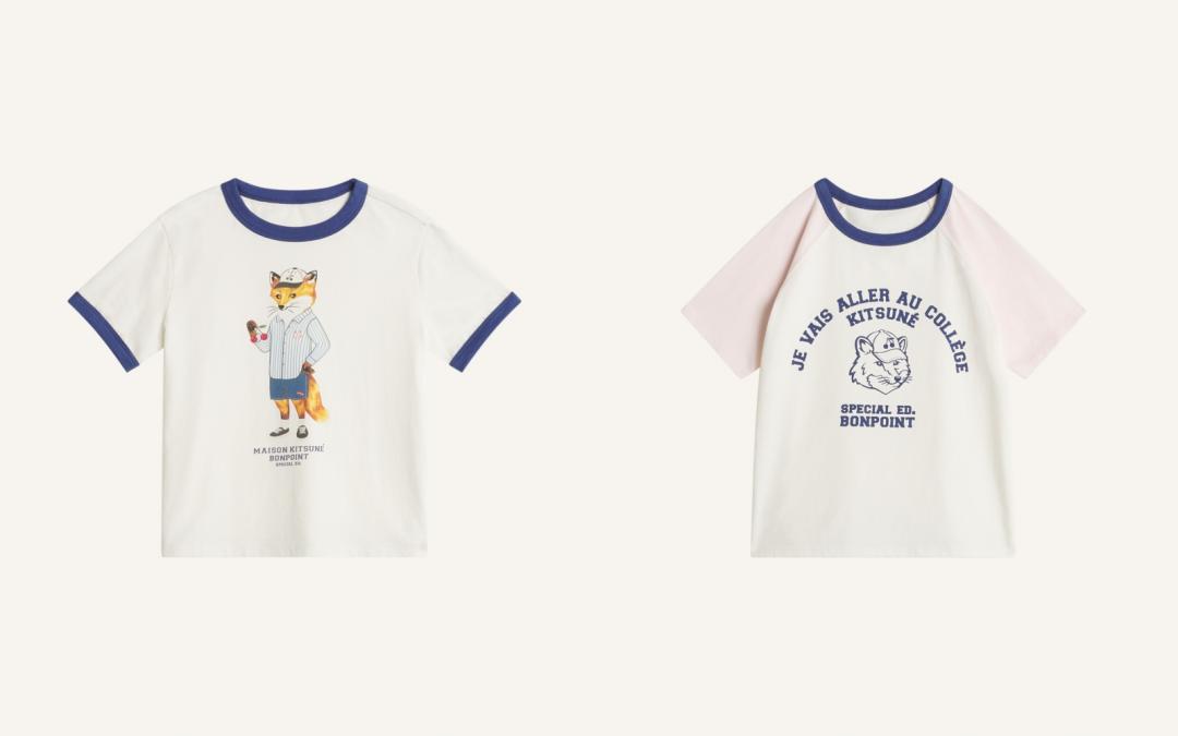 （左起）AKIVA舒適小狐狸圖案短TEE（NT$3,900）、櫻花粉袖經典小狐狸圖案短TEE（NT$3,900）。