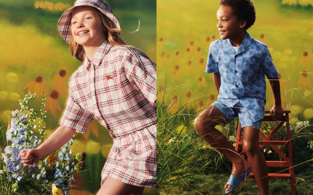 BURBERRY 2026夏季系列童裝延續經典格紋元素，但以繽紛色調描繪朝氣活力。